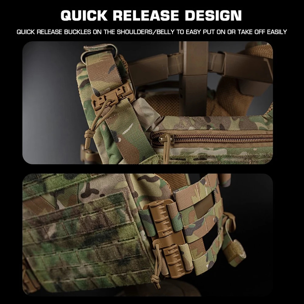 Chaleco de caza de tamaño completo serie K, portador de placa MOLLE, faja ajustable de liberación rápida, chaleco táctico de entrenamiento Airsoft para tiro - imagen 5