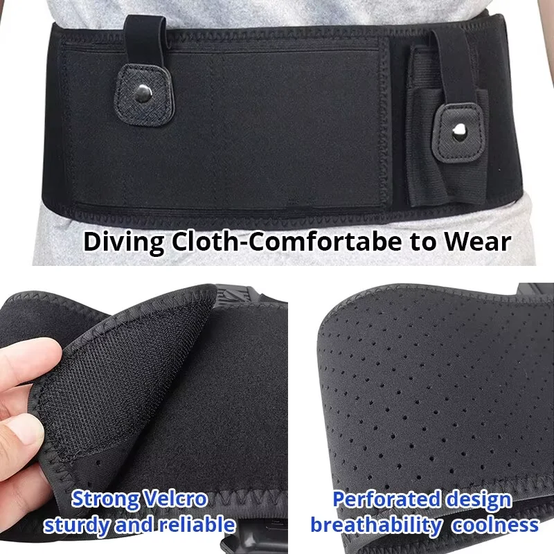 Funda táctica para pistola de vientre, banda de cintura oculta, soporte para pistola con bolsa para revistas, funda Invisible para cintura - imagen 3