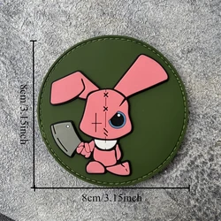 Parche táctico PVC conejo rosa cuchillo – velcro militar