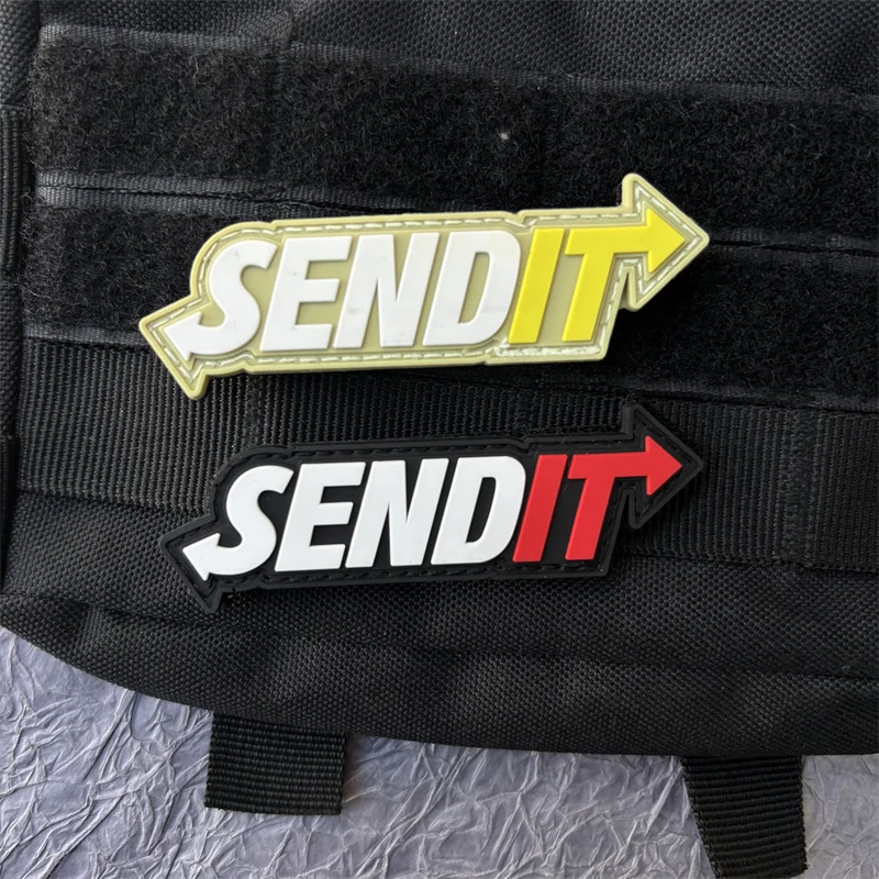 Parches de PVC "SENDIT" para ropa, insignia de moral táctica, parches de gancho y bucle, pegatinas para brazalete militar, sombreros para mochila