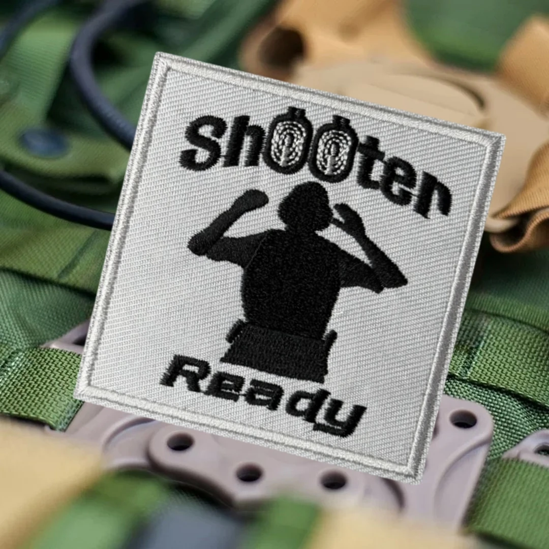 Parche listo para tirador, insignia de moral táctica, parches bordados con gancho para ropa, pegatina de equipo militar - imagen 4