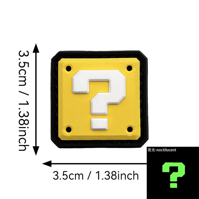 marca de preguntas? Parche de gancho y bucle de PVC, insignia moral al aire libre, insignias tácticas noctilucentes, parches de accesorios de ropa de juego - imagen 4