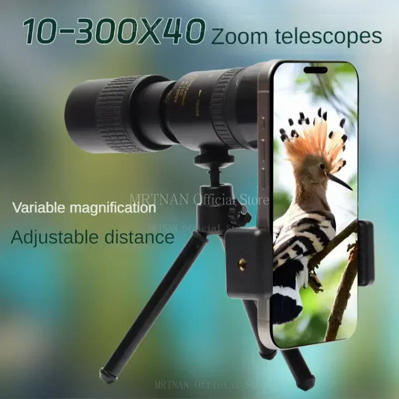Telescopio Monocular profesional de largo alcance para caza y acampada, binoculares potentes portátiles HD 4K con Zoom 10-300x40, BAK4-Prisms - imagen 4