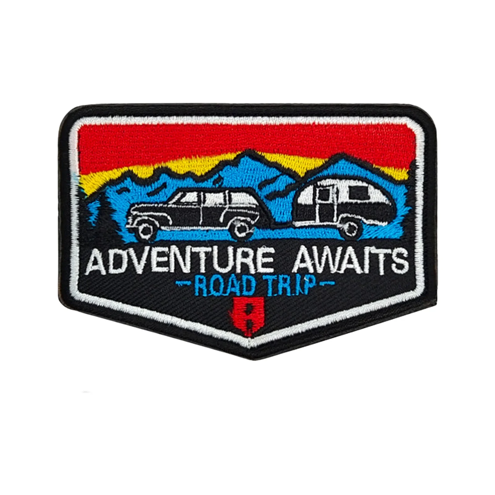 Adventure Awaits Road Trip Parche de Velcros Divertido Meme Cierre de gancho y bucle Insignia bordada para mochila táctica Molle, chaqueta
