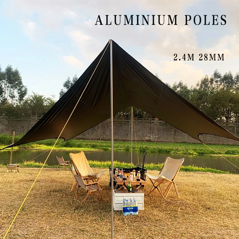 Postes de lona de aluminio de 2,4 m, poste de soporte ajustable de alta resistencia, toldo de refugio, varilla para acampar, accesorios para equipos al aire libre - imagen 5