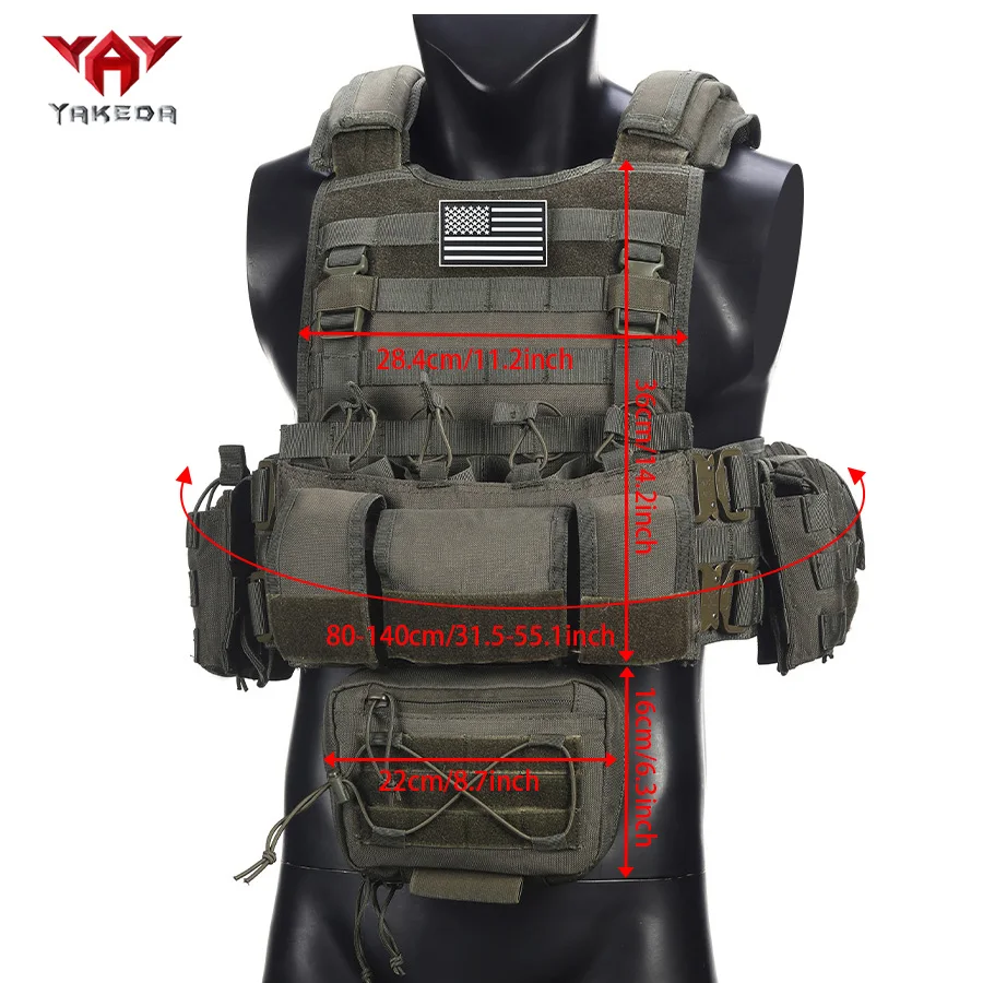 Hebilla metálica multifuncional YAKEDA con chaleco de desmontaje rápido. La primera fila está equipada con una gran bolsa triple para equipamiento. - imagen 5