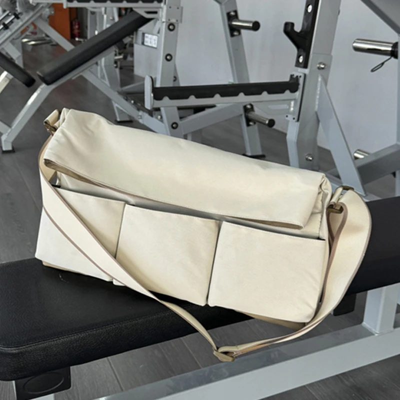 Bolsa de lona deportiva con borde enrollado, bolsas de Yoga para gimnasio, Fitness, Camping al aire libre, senderismo, bolso con zapatos, mochila escolar de viaje grande - imagen 4