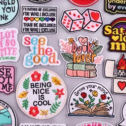 Parches bordados de libro de amor/dibujos animados, parches termoadhesivos con letras para planchar para ropa, mochila, chaqueta DIY