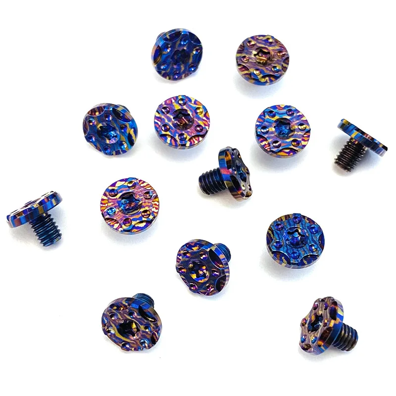 Timascus-mango de cuchillo de Material, tornillos de titanio Damasco, rosca M3.5, cabezal de botón Torx T10, accesorios de fabricación DIY, pieza de remache de uñas - imagen 4