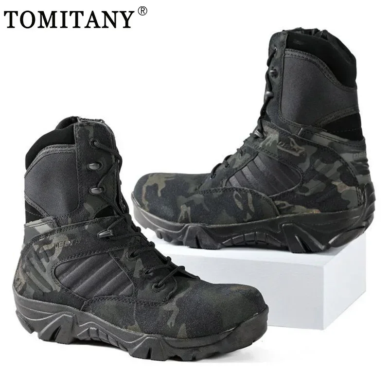 Botas de combate de alta calidad para hombre, botines de camuflaje para hombre, botas tácticas, zapatos de seguridad para el trabajo, botas para motocicleta - imagen 4
