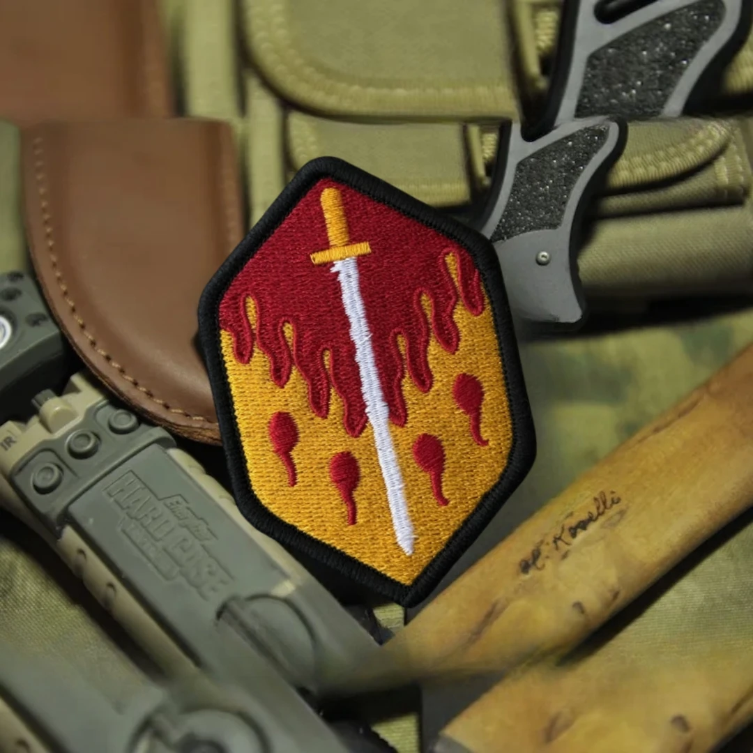 Parche táctico de moral de fuego y espada, parches de gancho y bucle bordados del ejército militar para ropa, mochila, pegatina decorativa