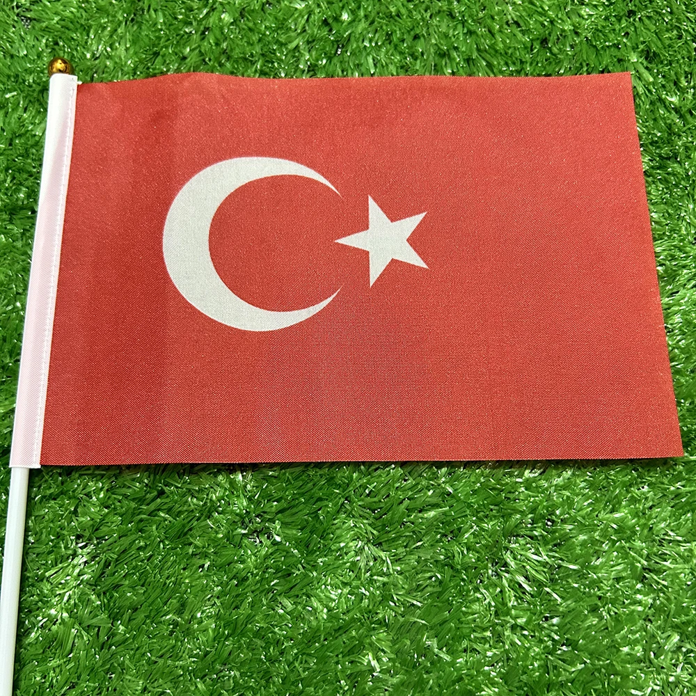 Bandera de esquí bandera de mano de pavo 10/20/50/100 Uds 21*14cm banderas ondeantes de mano de pavo con poste de plástico para actividades deportivas decoración del hogar - imagen 4