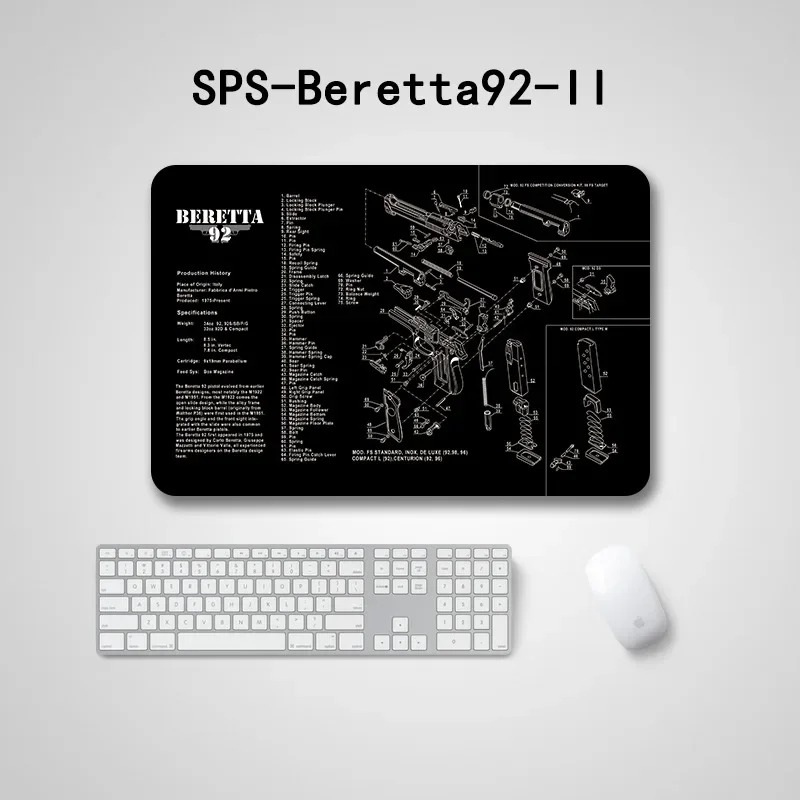 Alfombrilla de limpieza con patrón de pistola, almohadillas de escritorio para juegos, alfombrilla para ratón Beretta 92 Sig 226 229 USPMouse Pad - imagen 5