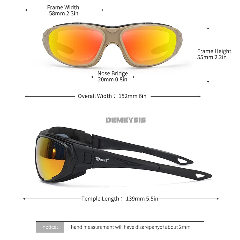 Gafas tácticas de seguridad para exteriores, lentes polarizadas con protección UV para caza, ciclismo, senderismo y motocicleta - imagen 3