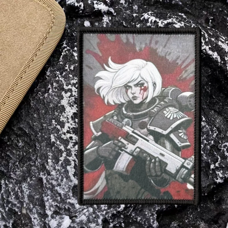 Parche táctico insignia moral con velcro, chica pelo blanco - imagen 4