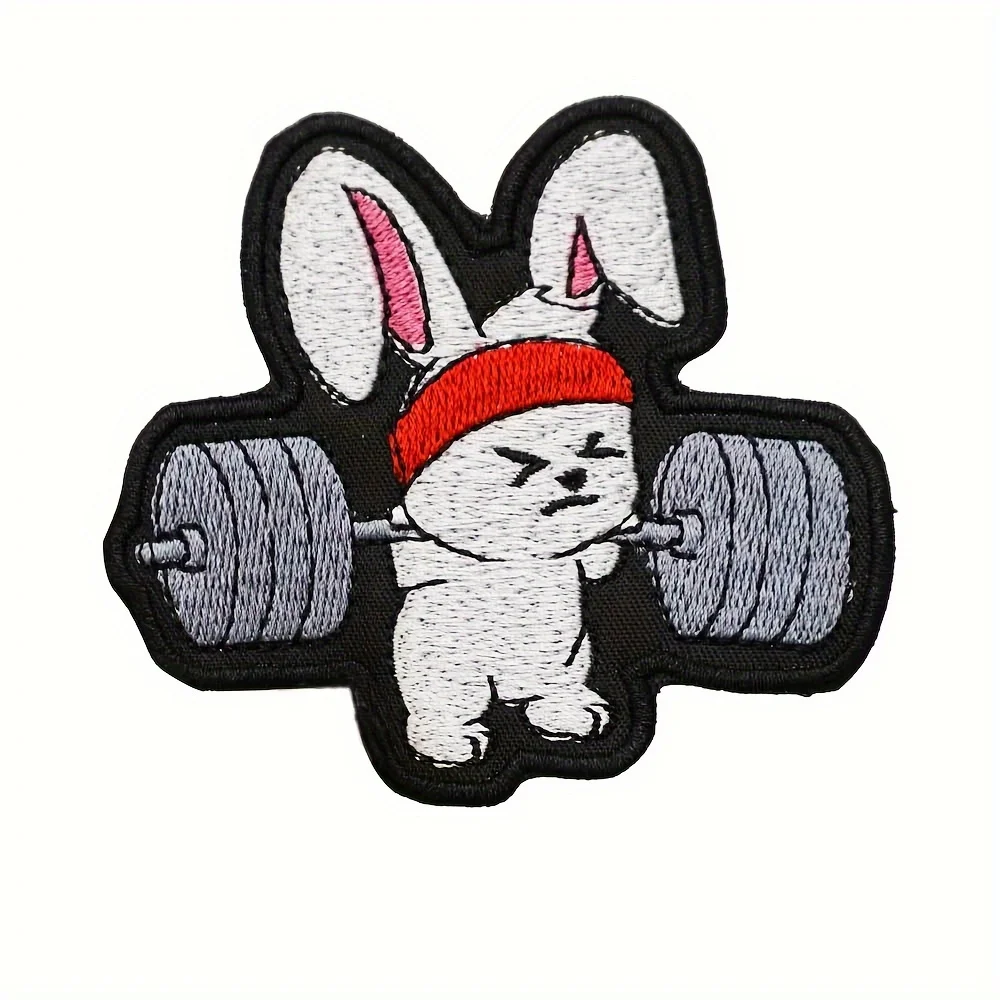 parches velcro mochila tácticos de bordados Fitness gimnasio conejito divertido Meme bordado Velcros parche moral gancho y bucle insignia para mochila táctica Molle, chaquetas - imagen 5