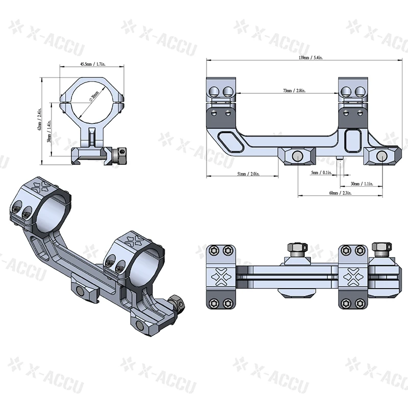 Óptica vectorial, doble anillo, montaje para mira telescópica de caza, montaje Picatinny de 30Mm para Base de riel Picatinny de 21Mm - imagen 2