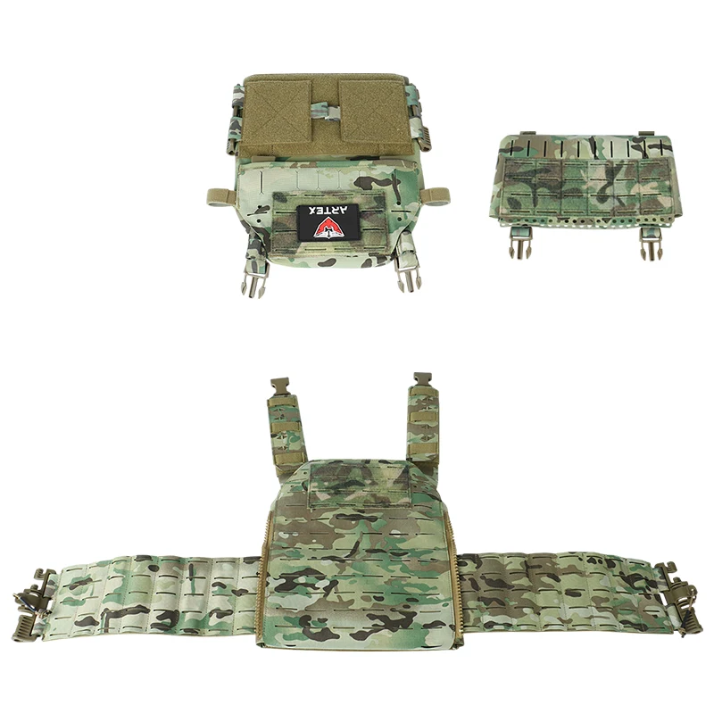 Chaleco táctico de seguridad de poliéster 1000D con Triple equipo, chaleco táctico Molle con corte láser de camuflaje, portador de placa de liberación rápida - imagen 4