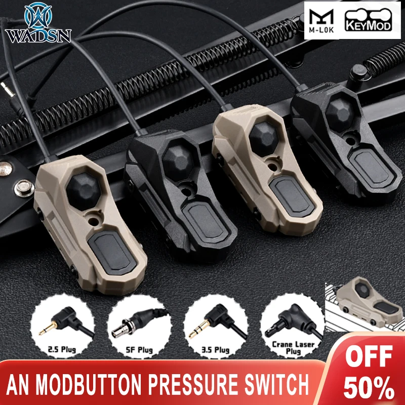 WADSN-botón táctico Axoun, interruptor de presión remota, compatible con Mlok Keymod, riel de 20mm, enchufe de grúa láser DBAL PEQ, luz de explorador de caza