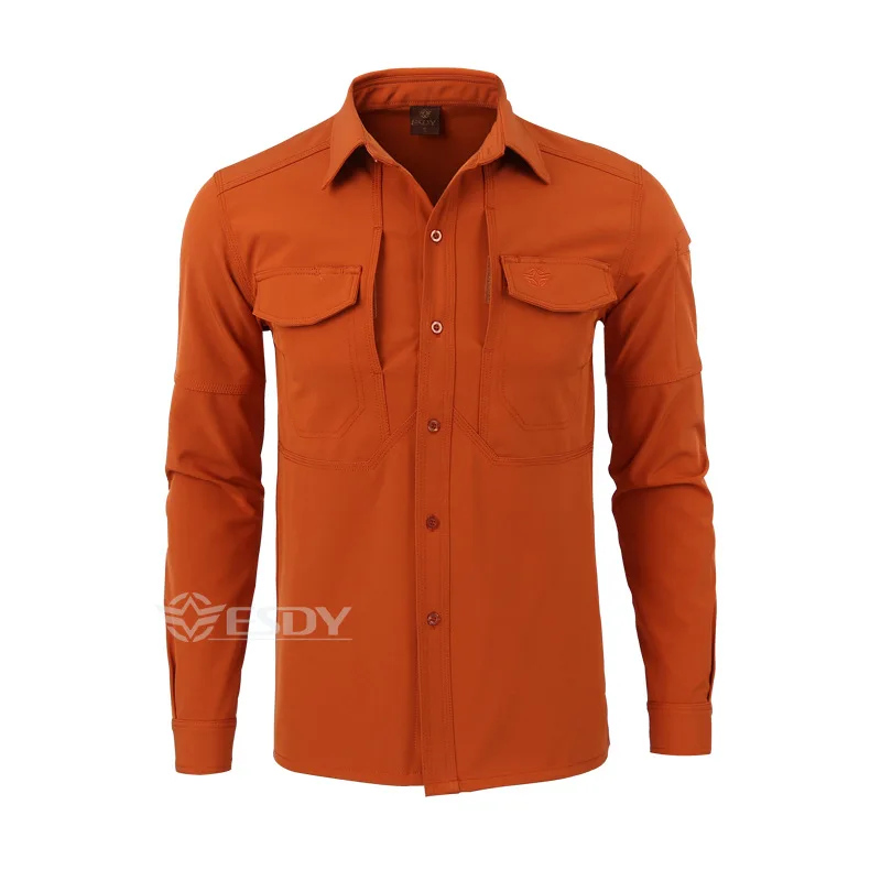Camisa táctica militar para hombre, camisa de manga larga, gruesa, cálida, de lana, informal, de Color sólido, para trabajo y exteriores, primavera y otoño - imagen 3