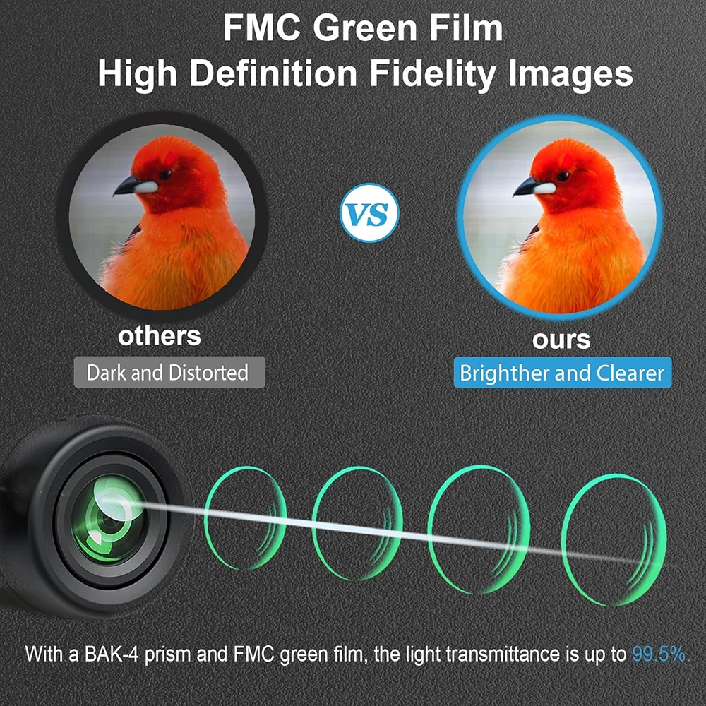 Binoculares 10x42 para adultos, binoculares profesionales con lente de prisma BAK4 de techo HD para observación de aves, caza, viajes, deportes, campamento de crucero - imagen 3