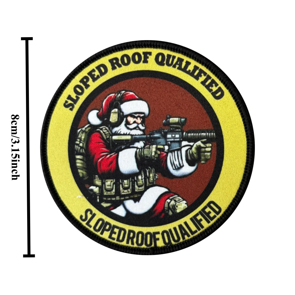 Parche táctico de moral de Papá Noel, parche de gancho y bucle calificado para techo inclinado, insignia militar, brazalete de Feliz Navidad, pegatinas para mochila - imagen 2