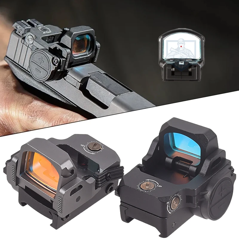 Mini mira táctica plegable abatible hacia arriba, mira de punto rojo, alcance 3MOA, colimador, pistola, Rifle, mira réflex para Glock AR15 M4, óptica de montaje
