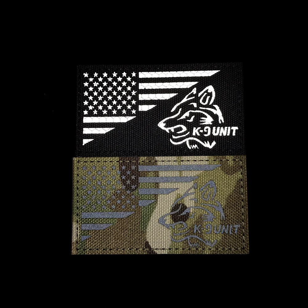 Parche bordado de rescate para perros, servicio reflectante infrarrojo IR K9 de línea azul fina, parches tácticos militares, insignias bordadas con emblema - imagen 4
