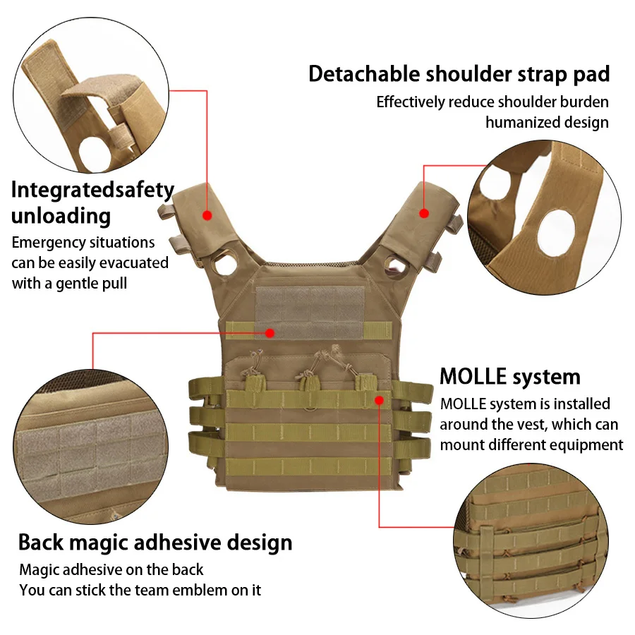 COS JPC Chaleco táctico MOLLE ligero multifuncional para entrenamiento - imagen 5