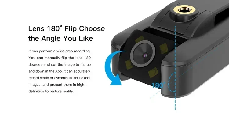 Cámara portátil OKAM 4G 1080P HD WD10 180 ° Grabadora de visión nocturna con lente giratoria, cámara remota para teléfono móvil, grabadora portátil - imagen 5