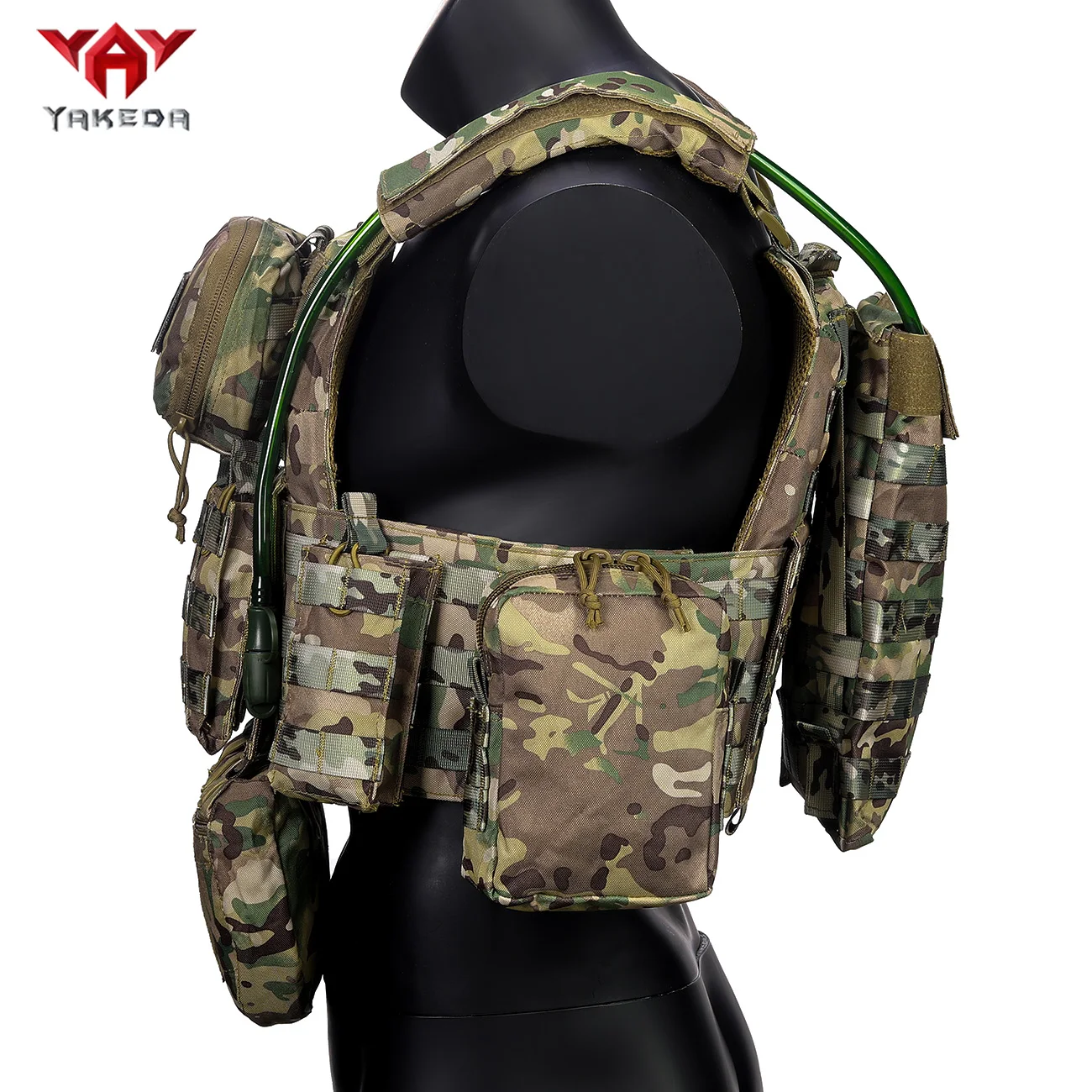 YAKEDA (con bolsa de agua adicional) Chaleco para exteriores, chaleco de entrenamiento para equipos transfronterizos, chaleco de entrenamiento multifuncional de camuflaje - imagen 5