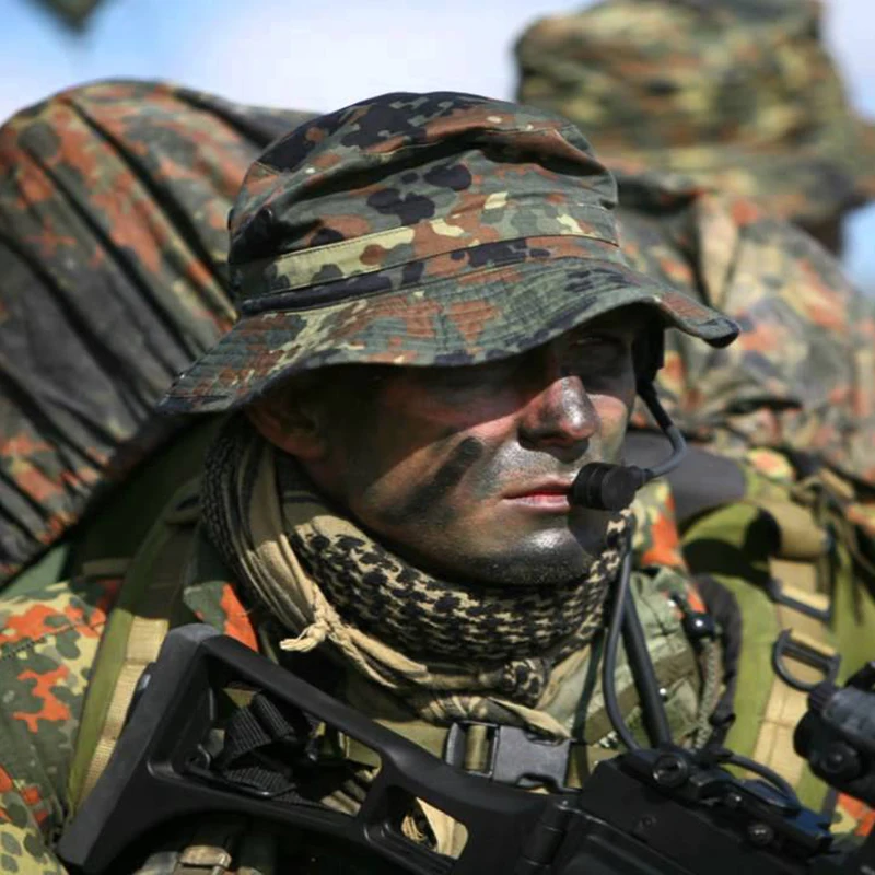 Sombrero Boonie manchado de camuflaje Flecktarn para entrenamiento táctico al aire libre con ala redonda ancha - imagen 3