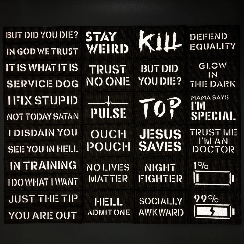 Parches tácticos de texto, reflectantes, infrarrojos, IR, mantener la moral extraña, mochila, chaleco, ropa, insignias para exteriores, gancho y bucle - imagen 2