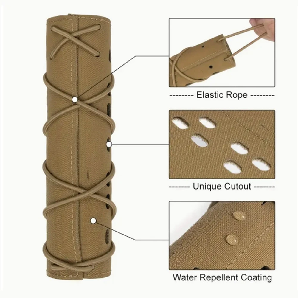 Cubierta protectora de silenciador táctico de 18 Cm, silenciador de tiro de caza y escalada, cubierta de silenciador de nailon, 8,66 pulgadas - imagen 3