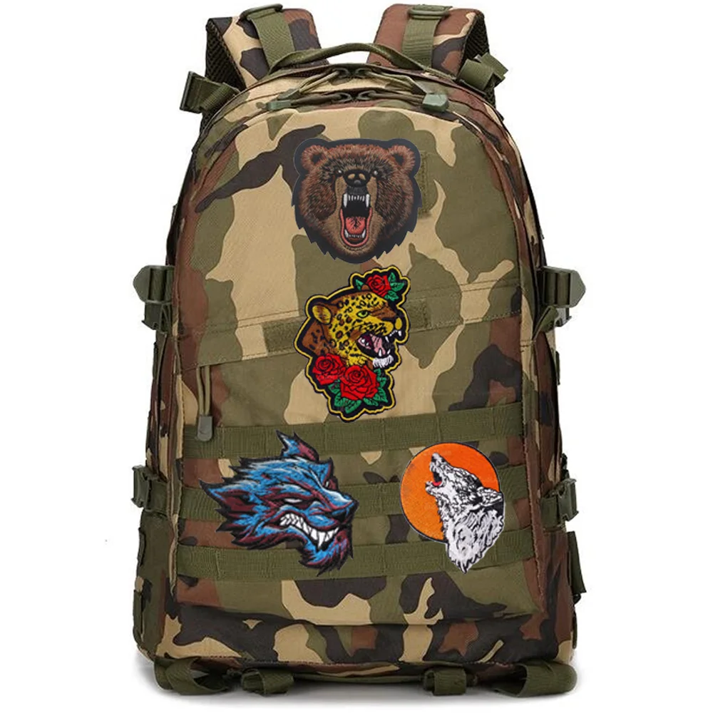 Mochila de leopardo con brazalete, parches personalizados para ropa, serie única de águila, gato, lobos y leopardos, 3 unidades - imagen 3