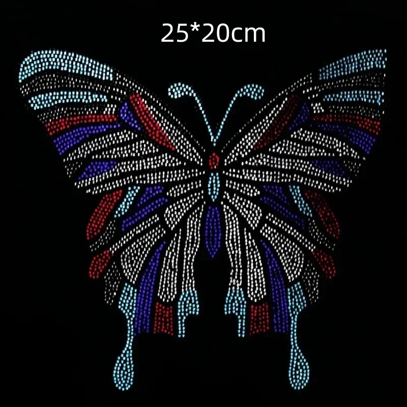 Parches de mariposa de diamantes de imitación con purpurina 3D, transferencia de hierro para ropa, accesorios de mariposas, apliques de vestido, pegatinas - imagen 5