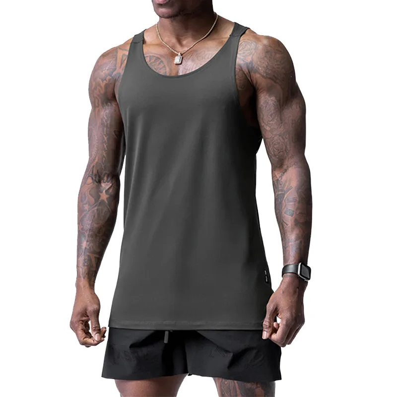 Camiseta deportiva sin mangas de secado rápido para hombre, transpirable, cuello redondo, entrenamiento de Fitness, Top cómodo, Debardeur Hommes - imagen 4