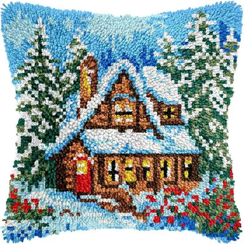 Kits de ganchos de pestillo navideños, alfombras, funda de almohada Smyrna, paquete de almohada con nudo, juego de ganchos de pestillo de animales para costura, cojín bordado - imagen 4