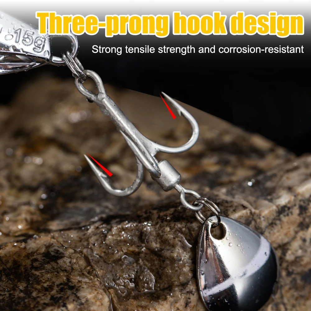 Señuelo de plantilla de Metal para pesca en el mar, cebo Artificial giratorio, gancho de carbono, cabezal de plantilla duro, velocidad de fundición larga, aparejos de señuelo de pesca para Surf - imagen 5