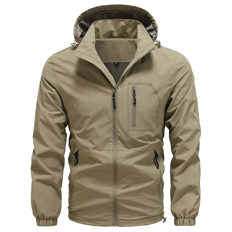 Chaqueta ligera informal a prueba de viento para hombre, abrigo de secado rápido con capucha para senderismo, Camping, Otoño, novedad - imagen 2