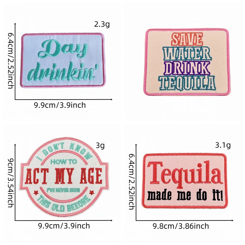 10 unids/lote de parches bordados con logotipo de letras/lema para chaquetas, sombreros, parche de letras de dibujos animados DIY, parches para planchar para insignias de ropa - imagen 4