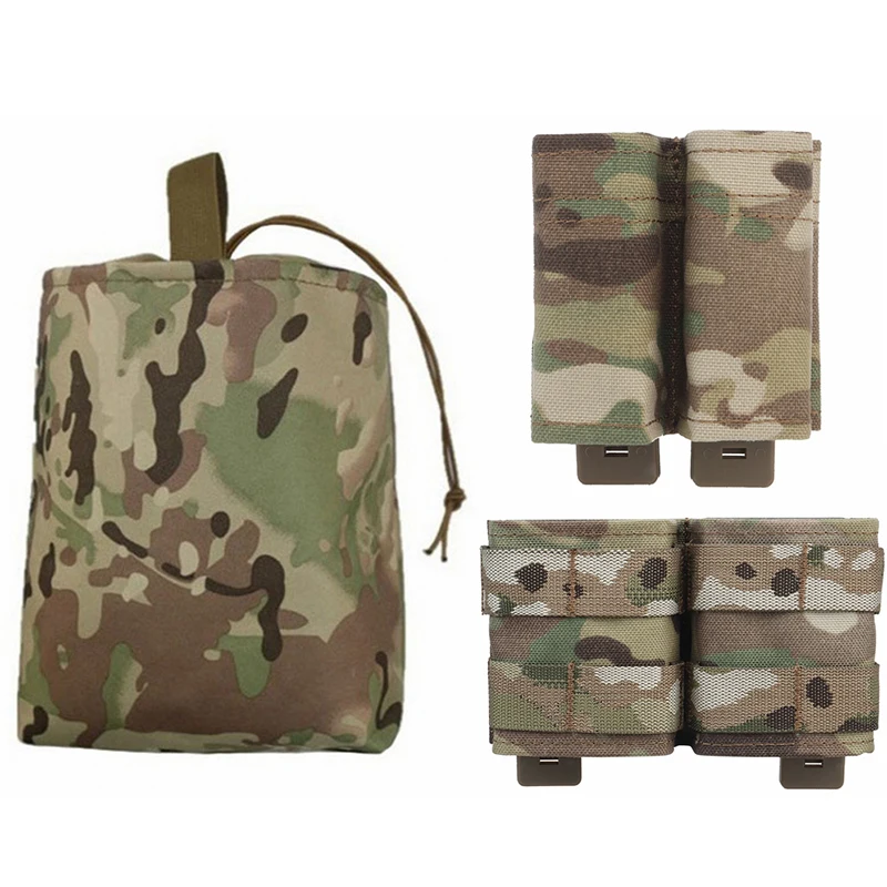 Bolsa táctica de doble cargador, soporte de munición con bolsa de descarga plegable, cinturón, paquete de cintura, 9MM, 5,56 M4, Molle, Rifle, Mag, 3 unidades por juego - imagen 2