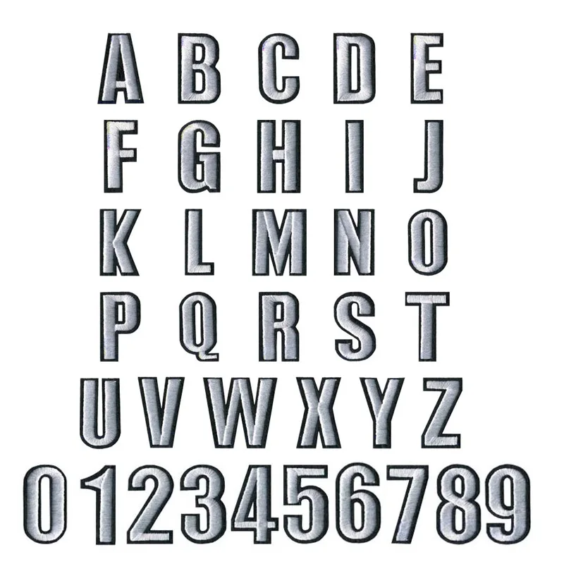 Parches bordados blancos con letras ABC XYZ, ropa para niños, coser Nombre, insignia, figuras, sombrero, apliques, alfabeto, número, pegatina, 5cm