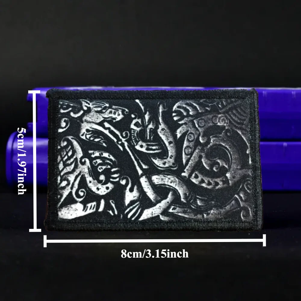 Parche táctico de acero de lobo, parches de gancho y bucle impresos, insignia de moral militar, apliques, brazalete, pegatinas para mochila - imagen 3