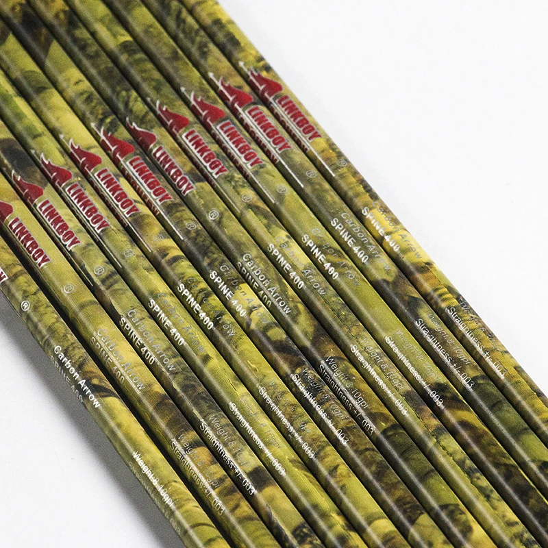 Flechas de carbono de camuflaje para caza, 12 piezas, Spine 300-600, arco compuesto id6.2 mm, ballesta - imagen 4