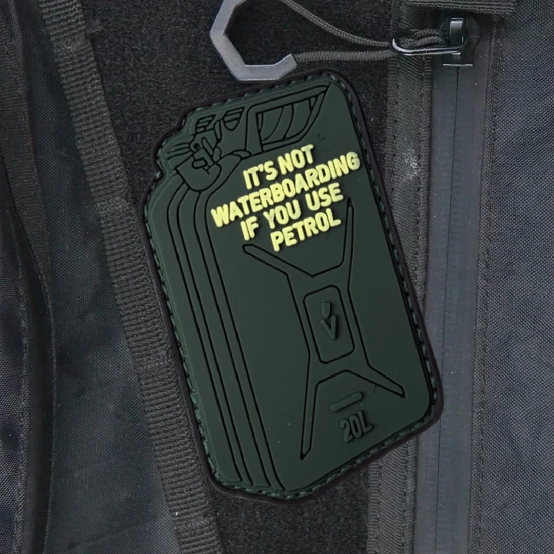 Parche táctico JERRYCAN, insignia de moral de PVC, parches de gancho y bucle, pegatina militar, "SIS NO WATERBOARD IF YOU USE PETROL" - imagen 5