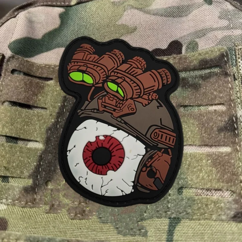 Parche de PVC 3D "Instrumento de visión nocturna", insignia de moral táctica, parches militares con gancho, pegatinas para mochila para ropa