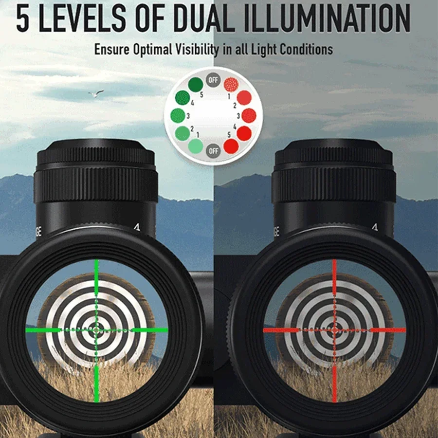 Victoptics 1.5-6x28 SFP Mira Telescópica | Iluminación Roja/Verde & Verdadero Zoom 4x | 1/5 MIL con Bloqueo de Torreta | Para Rifle de Aire - imagen 4