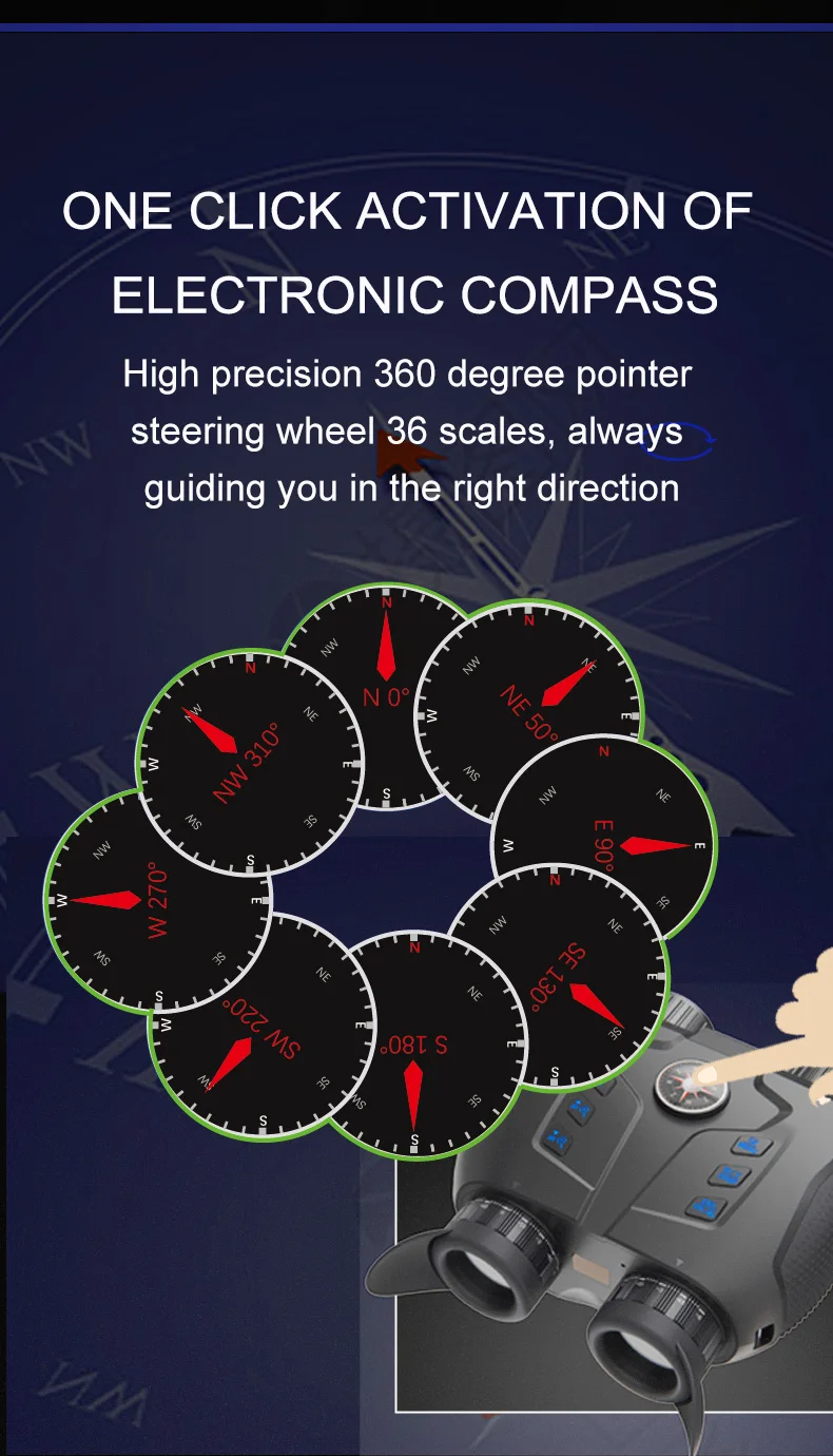 Binoculares de visión nocturna con efecto 3DVR de ojo desnudo con brújula Digital VRNV331 4K 700m 5000mAh Zoom Digital gafas de caza infrarrojas - imagen 4