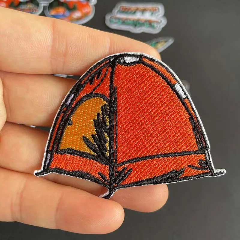 Parche de tela para acampar, 5 piezas, 8 piezas, apliques de hoguera, insignias Happy Camper, parches bordados, suministros de costura, pegatinas para ropa - imagen 5